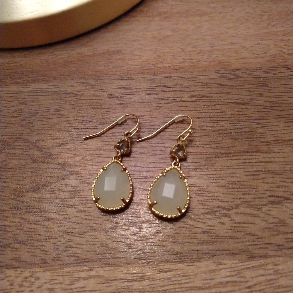 White and Gold Drop Earrings